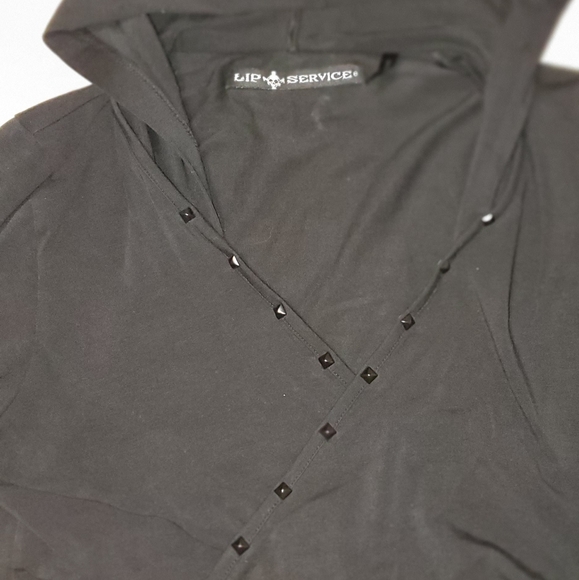 Studded Wrap Around Crop Hoodie - Picture 2 of 4